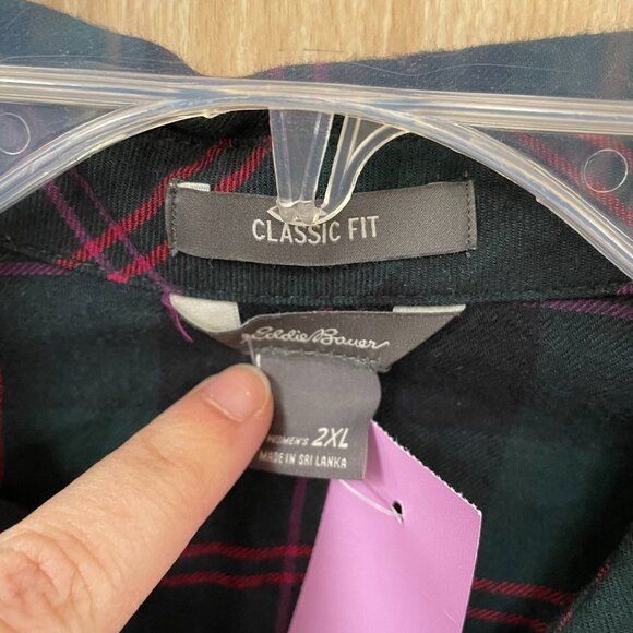 Eddie Bauer Green Plaid Top size 2X - Picture 2 of 5